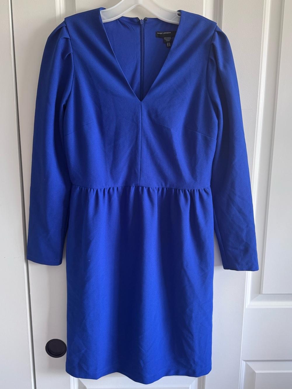 Maggy London Cobalt Blue Long Sleeve V-Neck Sheath Dress